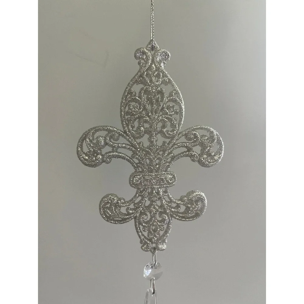 Fleur de Lis Silver Glitter Ornaments Set of 13 Christmas Decor‎ Louisiana